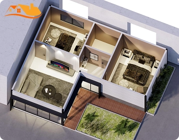 Lyngou Tiny Prefab Home Floor Plan Render
