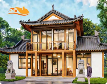 Lyngou Traditional Chinese Style Timber House With Tiled Roof