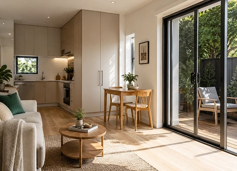 Compact Granny Flat Interior With Open Plan Living