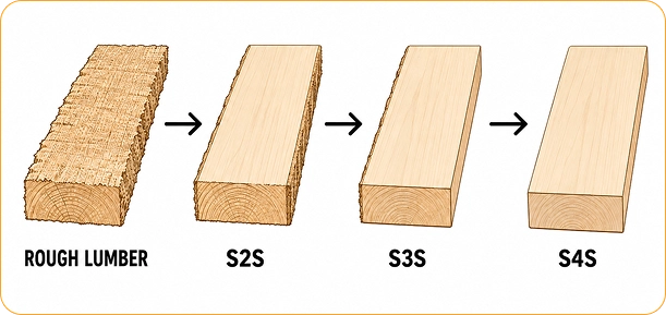 Rough S2s S3s S4s Lumber Process