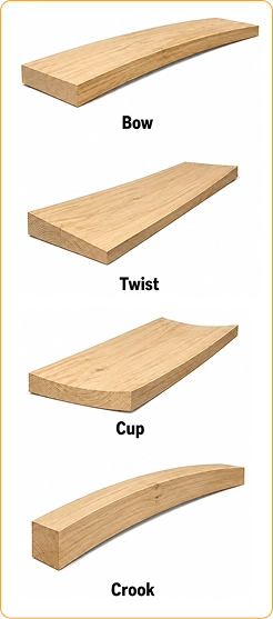 S4s Lumber Bow Twist Cup And Crook