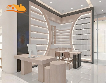Showroom Consultation Desk Curved Shelves