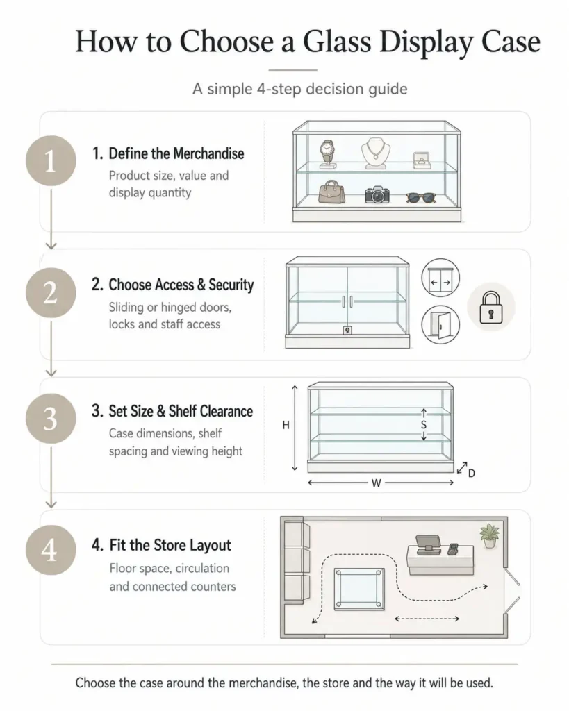 How To Choose A Glass Display Case 4 Step Graphic