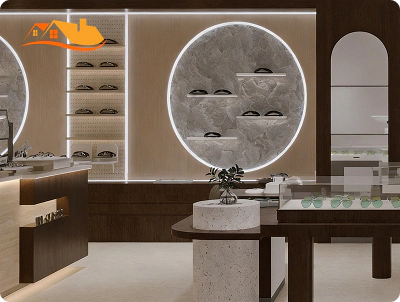 Lyngou Luxury Optical Store With Circular Illuminated Eyewear Niche