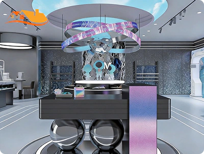 Lyngou Futuristic Showroom Sculptural Led Counter
