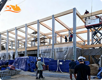 Lyngou Prefab Steel Timber Frame Site Assembly