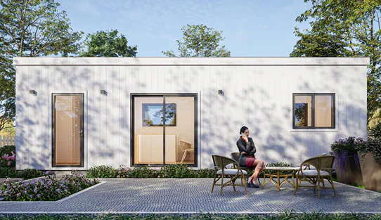 Model 18 Prefab Home Exterior Patio View