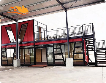 red-two-story-container-retail-office-building-staircase